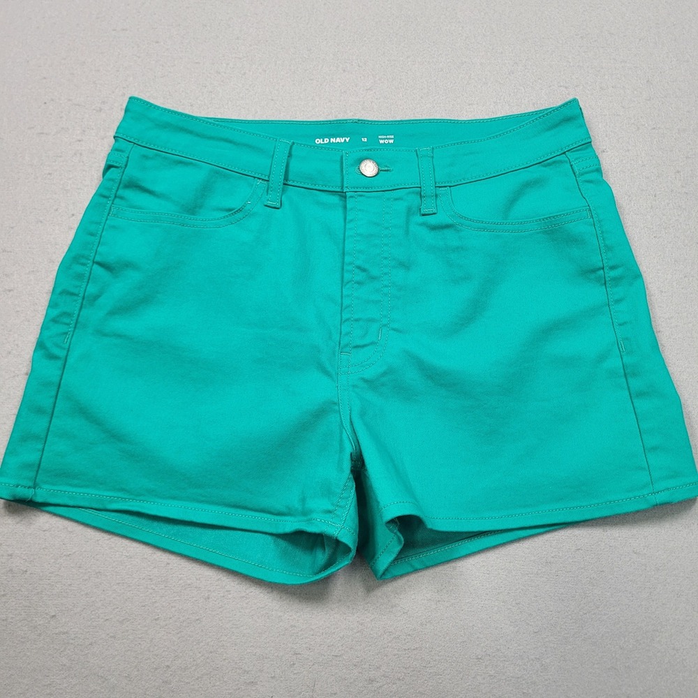 Old Navy High Rise Wow Jean‎ Shorts Size 12 Green Glass Bead Casual